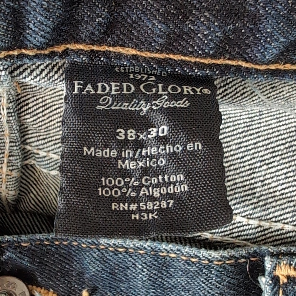 Men's Original Faded Glory 100% Cotton Straight Leg Dark Wash Jeans Sze 38"x 30" - Picture 3 of 5
